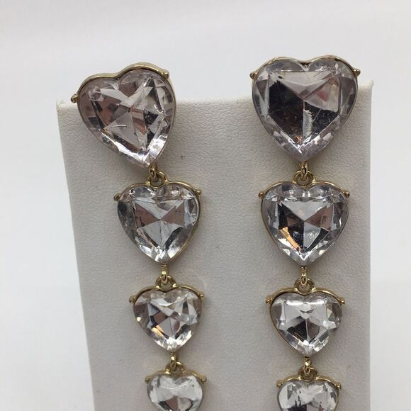 Sugarfix by Bauble Bar Heart Long Dangle Bling Earrings - Picture 4 of 14